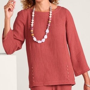 Soft Surroundings Oceo Linen Blend Gauze Tunic Tropical Travel Leisure  Bohemian